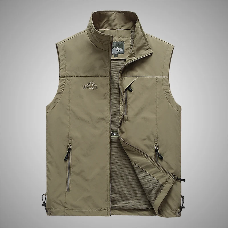 Herren Softshell-Outdoorweste mit atmungsaktivem Meshfutter, Reißverschlusstaschen und Stehkragen Drune