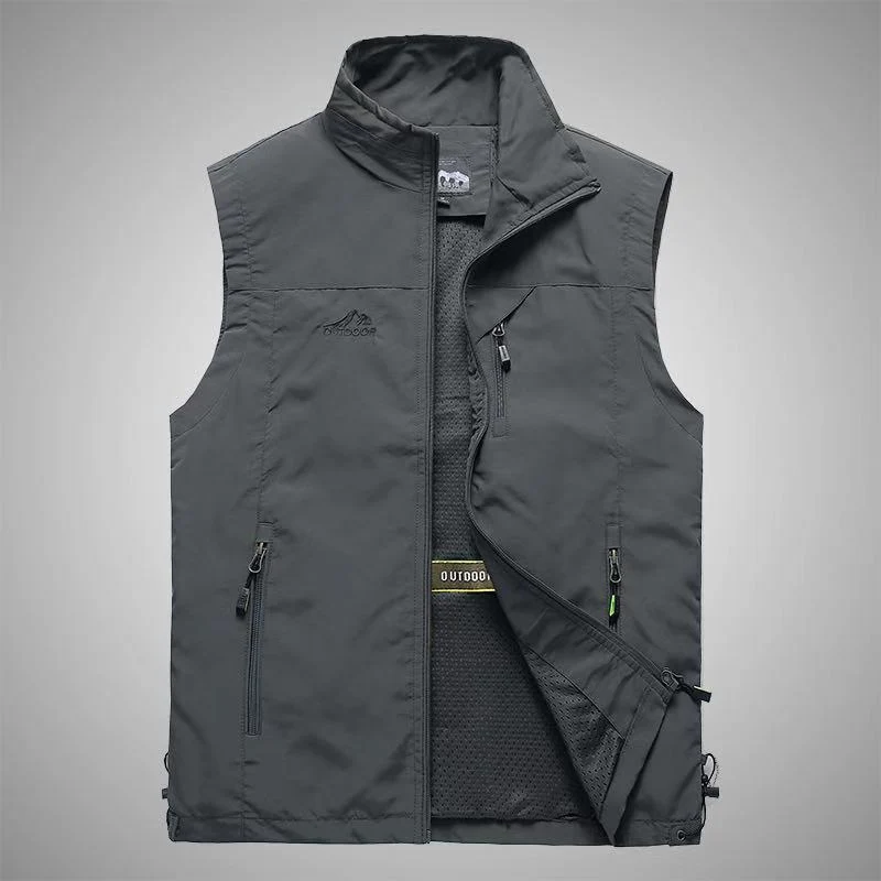Herren Softshell-Outdoorweste mit atmungsaktivem Meshfutter, Reißverschlusstaschen und Stehkragen Drune