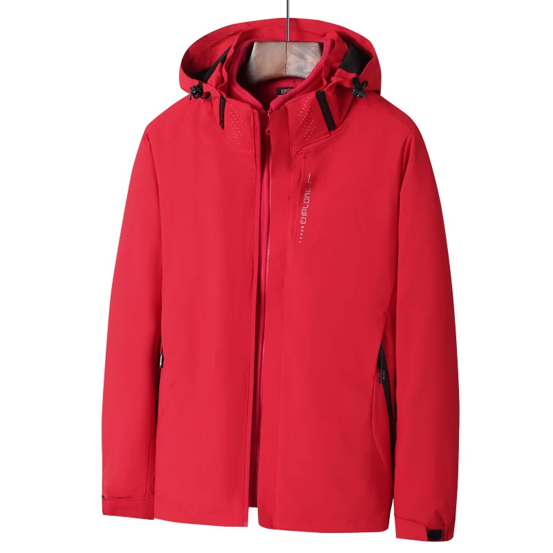 Herren Softshell Outdoorjacke mit wasserdichter Membran, abnehmbarer Kapuze und verdecktem Reißverschluss Drune
