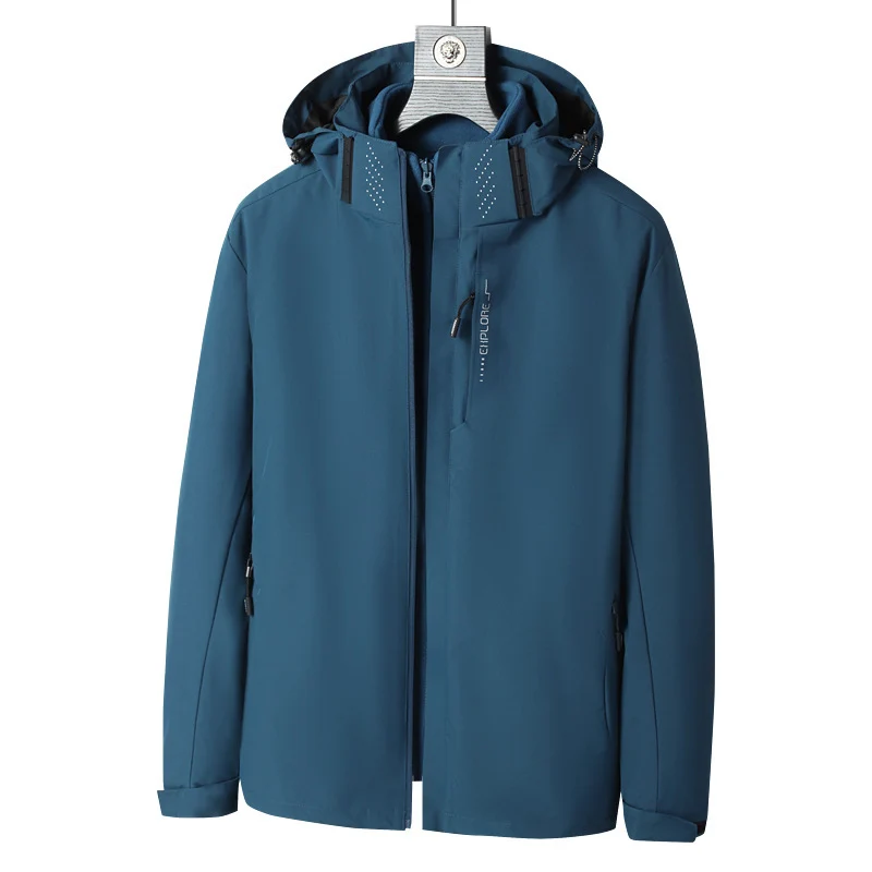 Herren Softshell Outdoorjacke mit wasserdichter Membran, abnehmbarer Kapuze und verdecktem Reißverschluss Drune