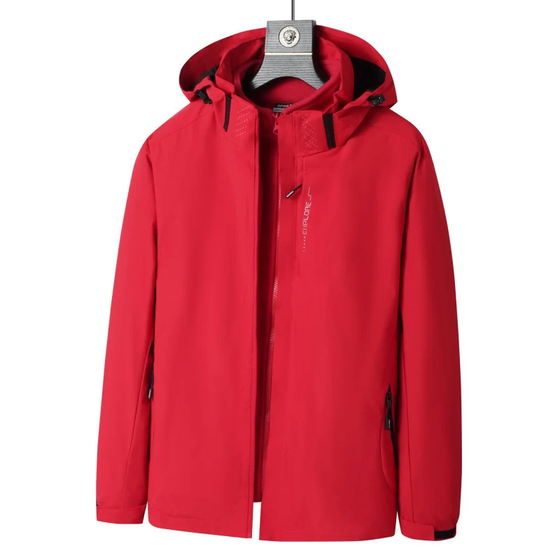 Herren Softshell Outdoorjacke mit wasserdichter Membran, abnehmbarer Kapuze und verdecktem Reißverschluss Drune