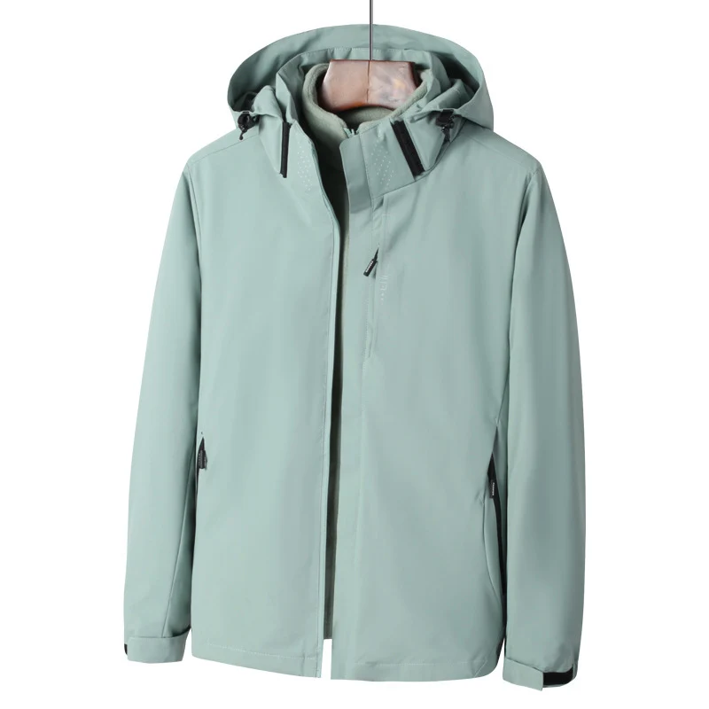 Herren Softshell Outdoorjacke mit wasserdichter Membran, abnehmbarer Kapuze und verdecktem Reißverschluss Drune