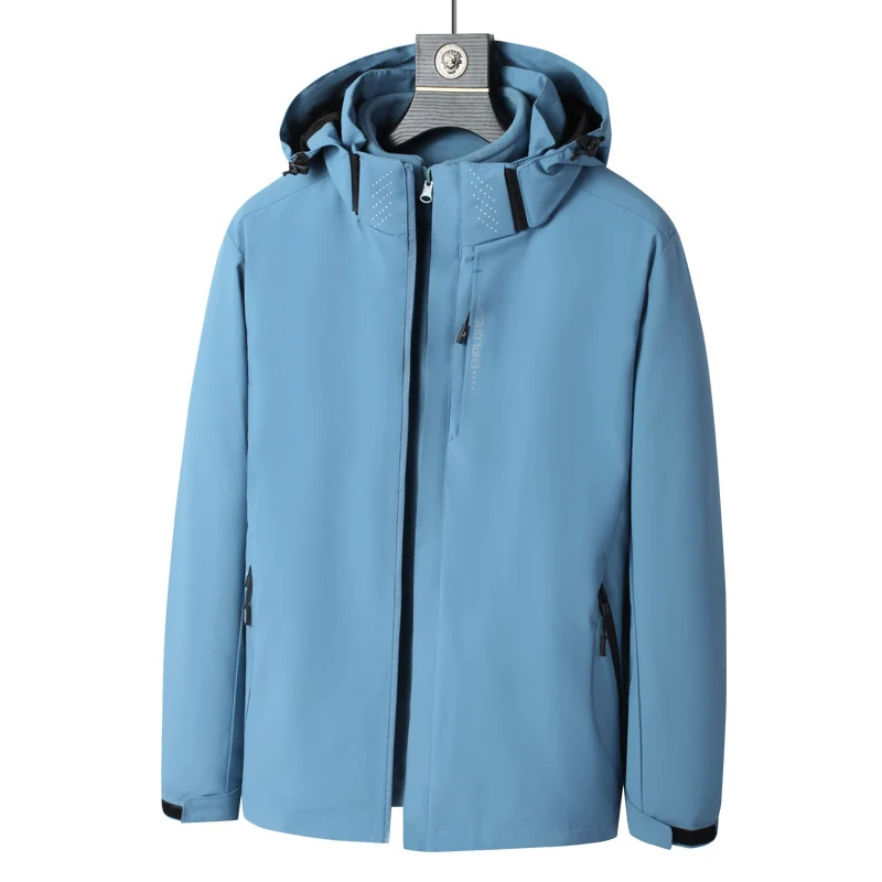 Herren Softshell Outdoorjacke mit wasserdichter Membran, abnehmbarer Kapuze und verdecktem Reißverschluss Drune