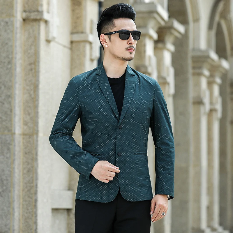 Herren Slim-Fit Sakko mit dezentem Allover‑Punktmuster Drune