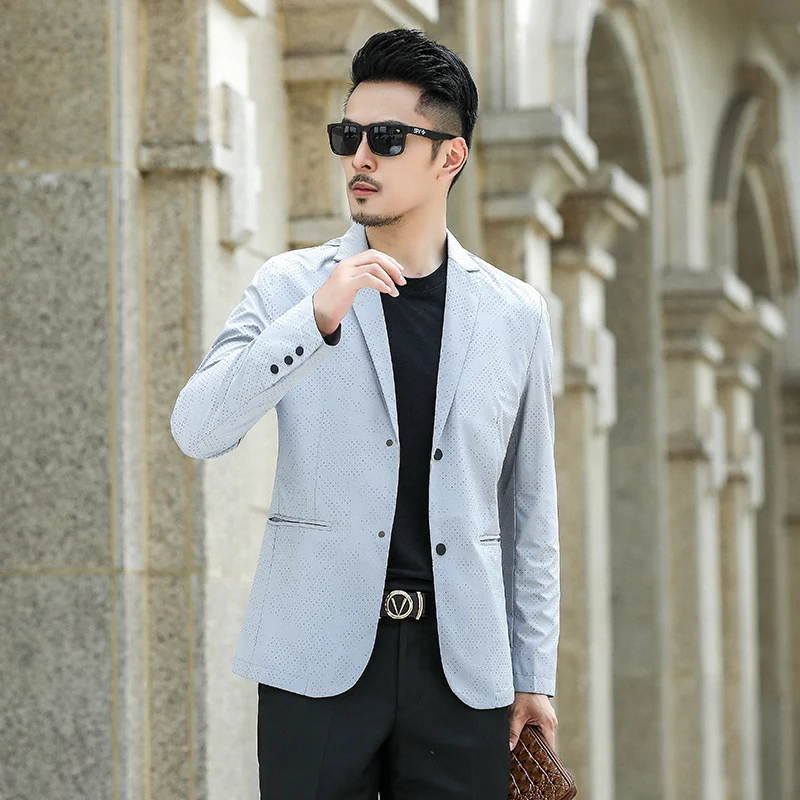 Herren Slim-Fit Sakko mit dezentem Allover‑Punktmuster Drune