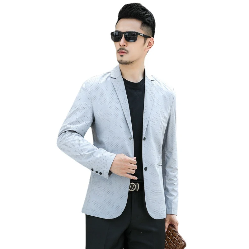 Herren Slim-Fit Sakko mit dezentem Allover‑Punktmuster Drune