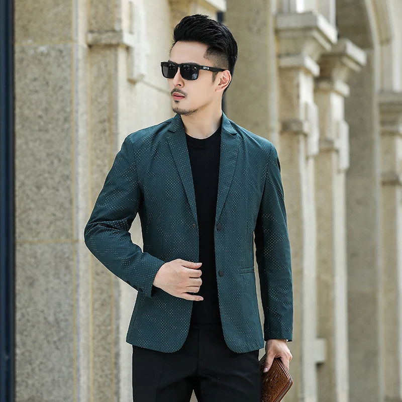 Herren Slim-Fit Sakko mit dezentem Allover‑Punktmuster Drune