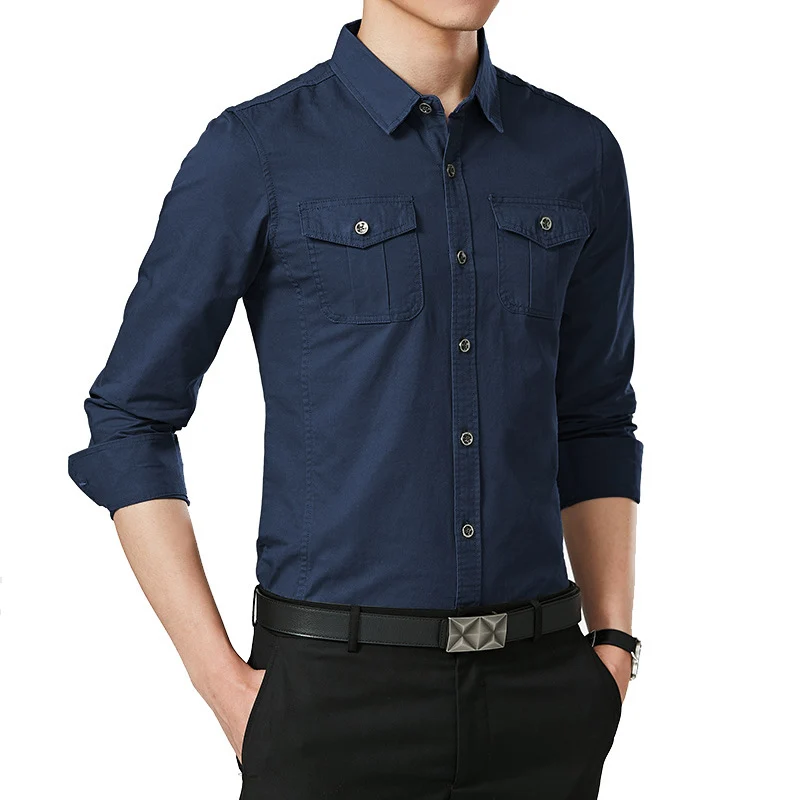 Herren Slim-Fit Oxford-Hemd mit Brustklappen und Kentkragen Drune