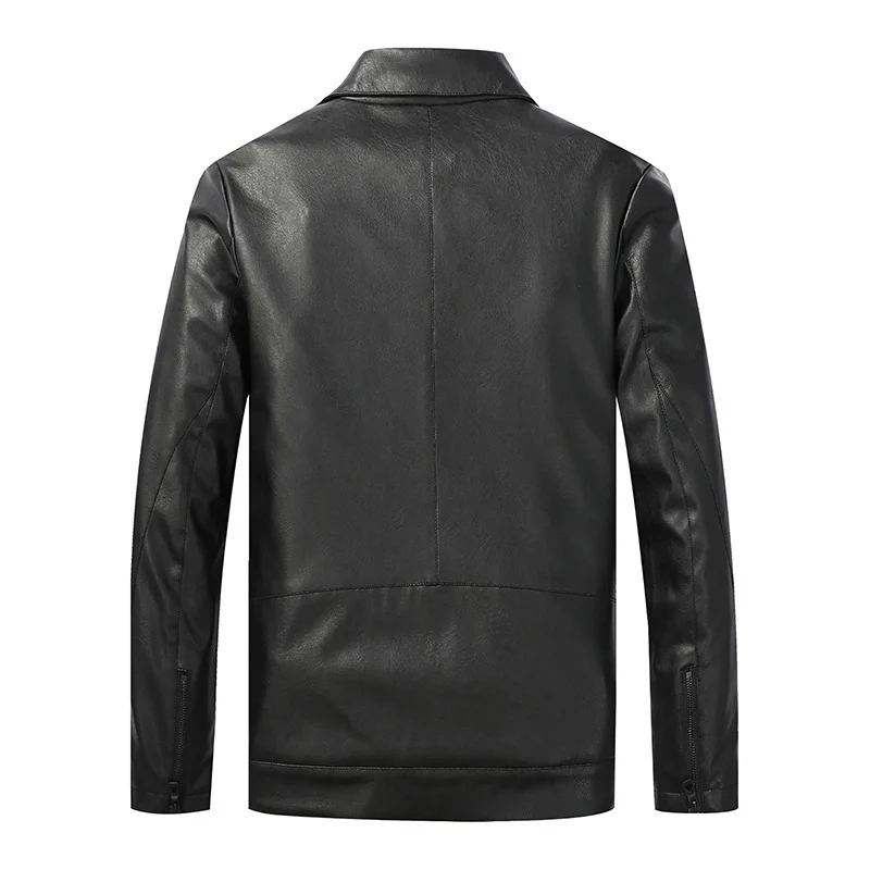Herren Slim‑Fit Lederoptik-Truckerjacke mit Hemdkragen, verdecktem Reißverschluss und Pattentaschen Drune