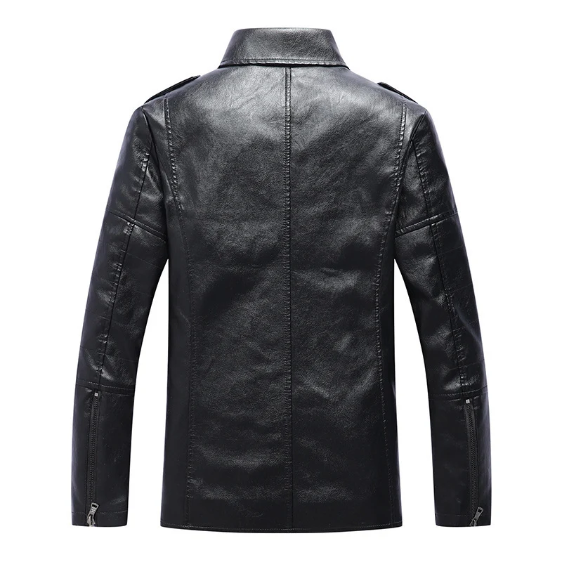 Herren Slim Fit Kunstleder-Motoblouson im Biker-Look mit gesteppten Armpaneelen und Reverskragen Drune