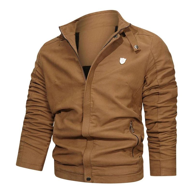 Herren Slim-Fit Canvas-Bomber mit Hochkragen, Schnallenakzent und verdeckter Reißverschlussleiste Drune