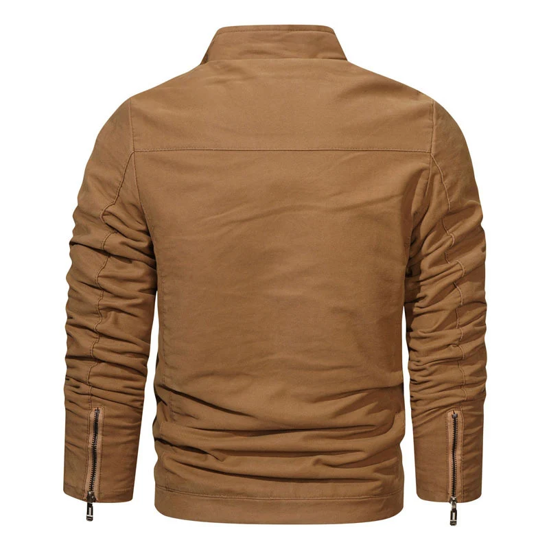 Herren Slim-Fit Canvas-Bomber mit Hochkragen, Schnallenakzent und verdeckter Reißverschlussleiste Drune