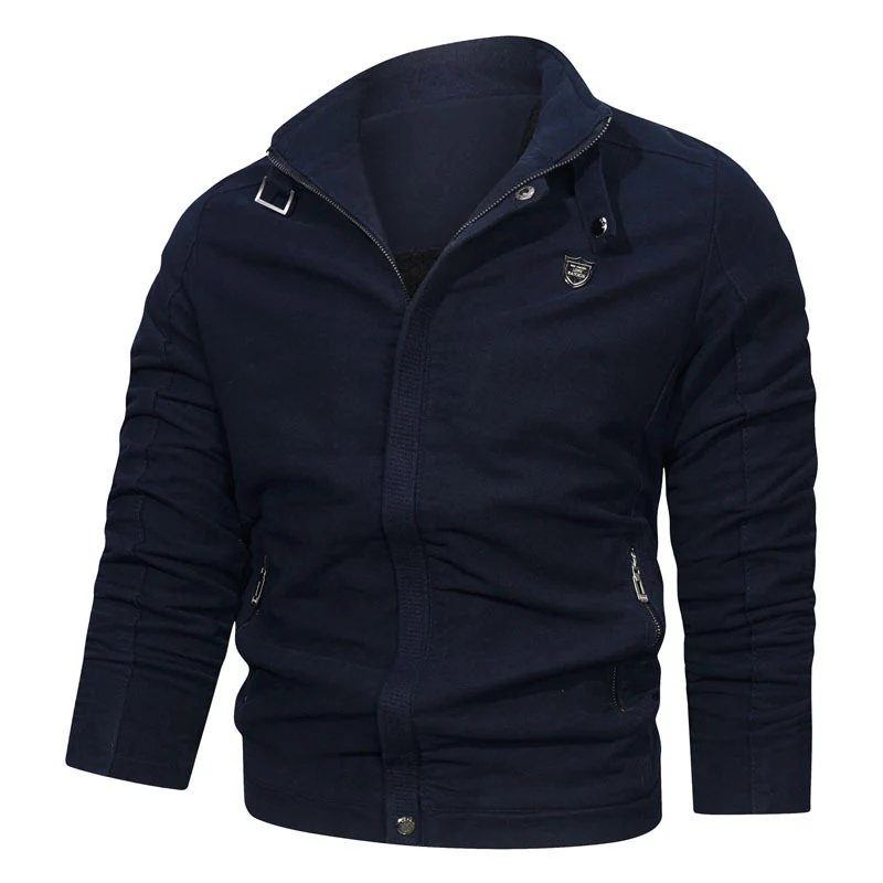 Herren Slim-Fit Canvas-Bomber mit Hochkragen, Schnallenakzent und verdeckter Reißverschlussleiste Drune