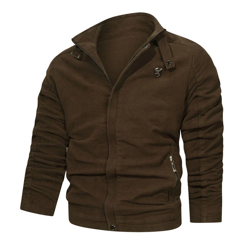 Herren Slim-Fit Canvas-Bomber mit Hochkragen, Schnallenakzent und verdeckter Reißverschlussleiste Drune