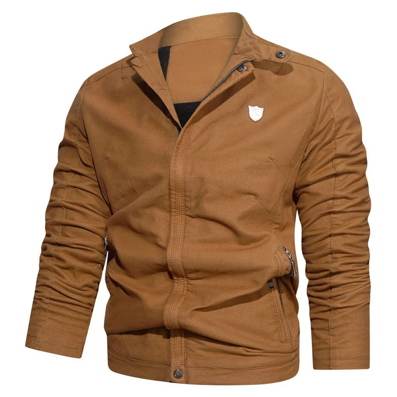 Herren Slim-Fit Canvas-Blouson mit Stehkragen, verdecktem Reißverschluss und Zipper-Taschen Drune