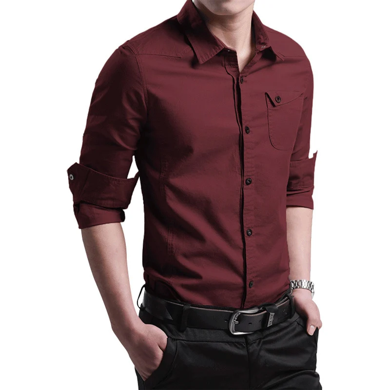 Herren Slim-Fit Business-Hemd mit Kentkragen und aufgesetzter Brusttasche Drune