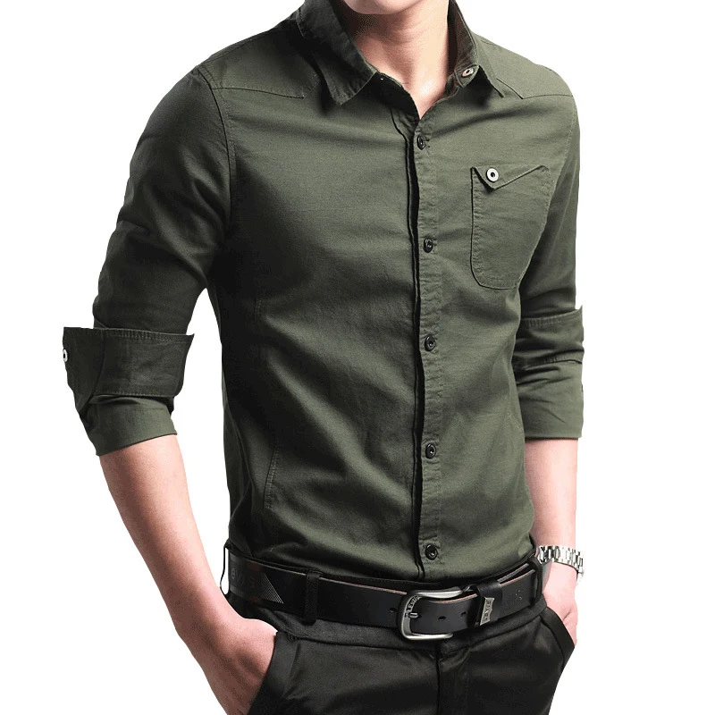 Herren Slim-Fit Business-Hemd mit Kentkragen und aufgesetzter Brusttasche Drune