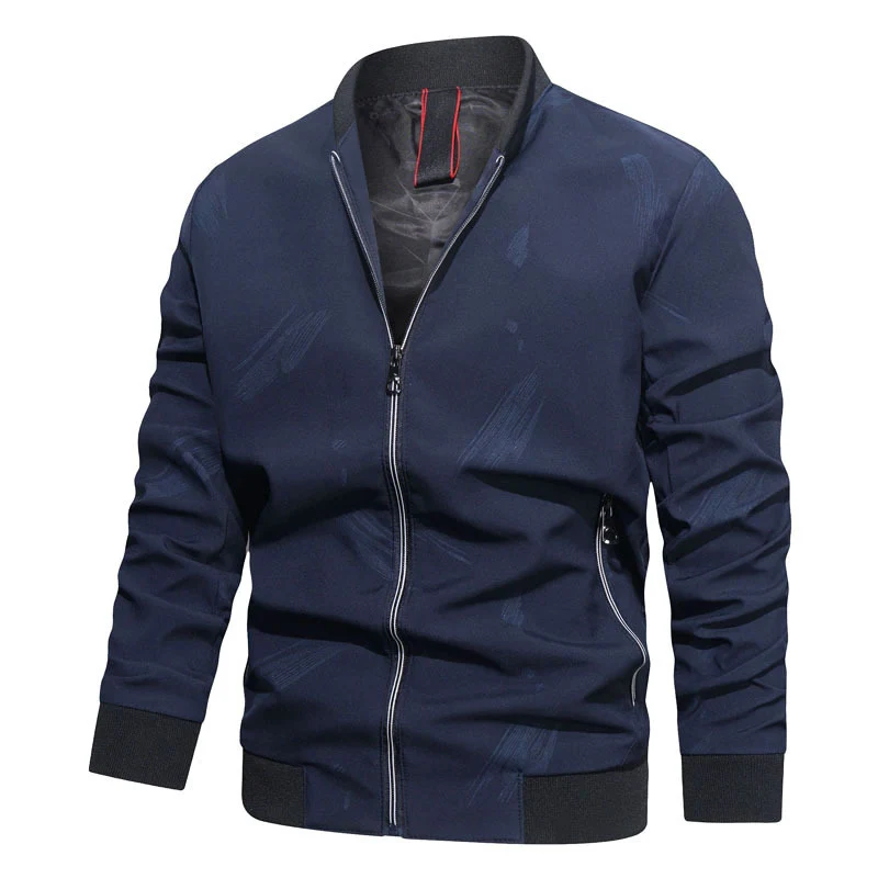 Herren Slim‑Fit Bomberjacke im urbanen Minimalstil mit durchgehendem Reißverschluss und gerippten Bündchen Drune