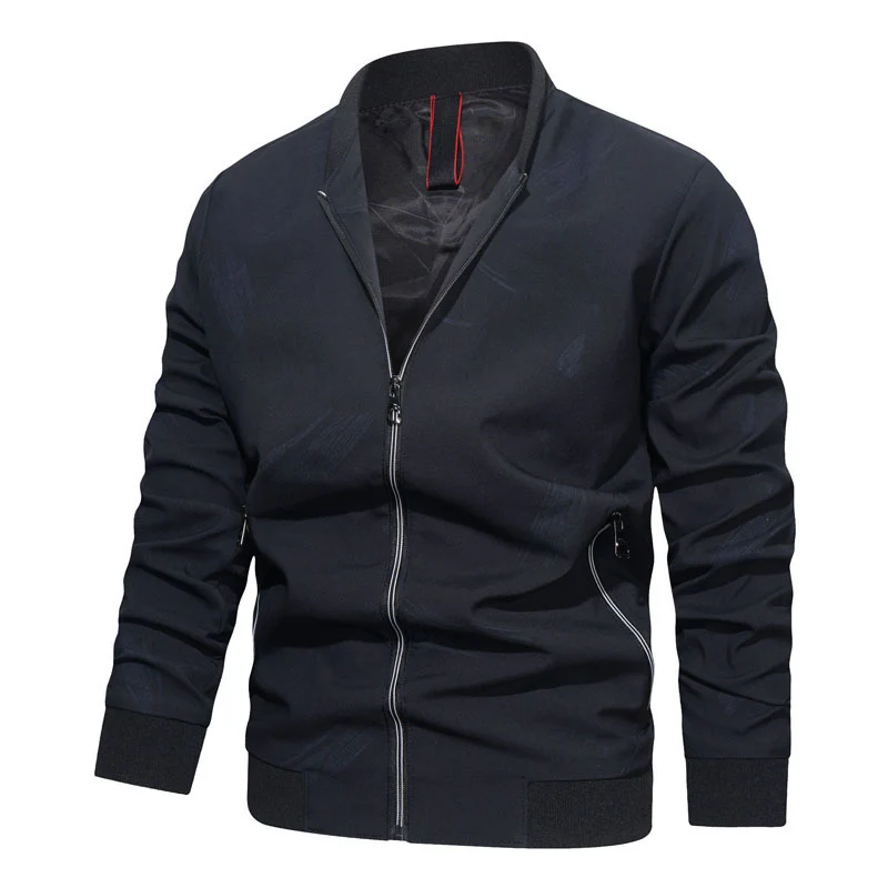 Herren Slim‑Fit Bomberjacke im urbanen Minimalstil mit durchgehendem Reißverschluss und gerippten Bündchen Drune