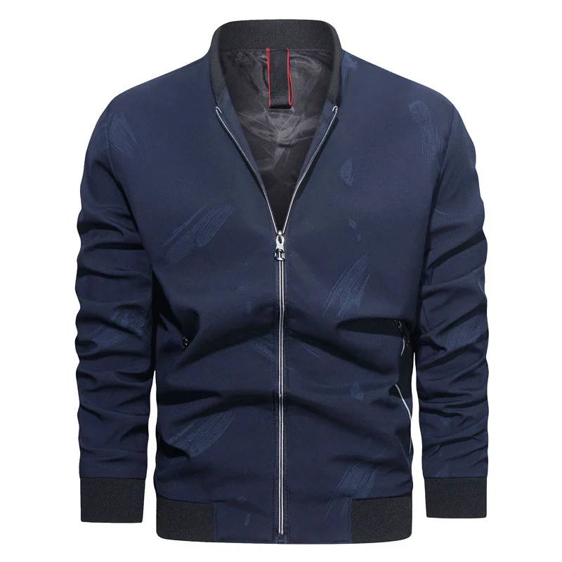 Herren Slim‑Fit Bomberjacke im urbanen Minimalstil mit durchgehendem Reißverschluss und gerippten Bündchen Drune