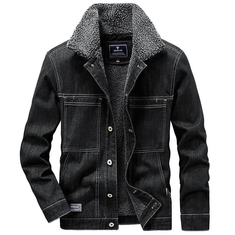 Herren Sherpa-gefütterte Denimjacke im Worker-Style Drune