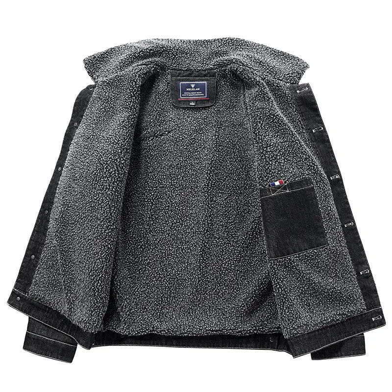 Herren Sherpa-gefütterte Denimjacke im Worker-Style Drune