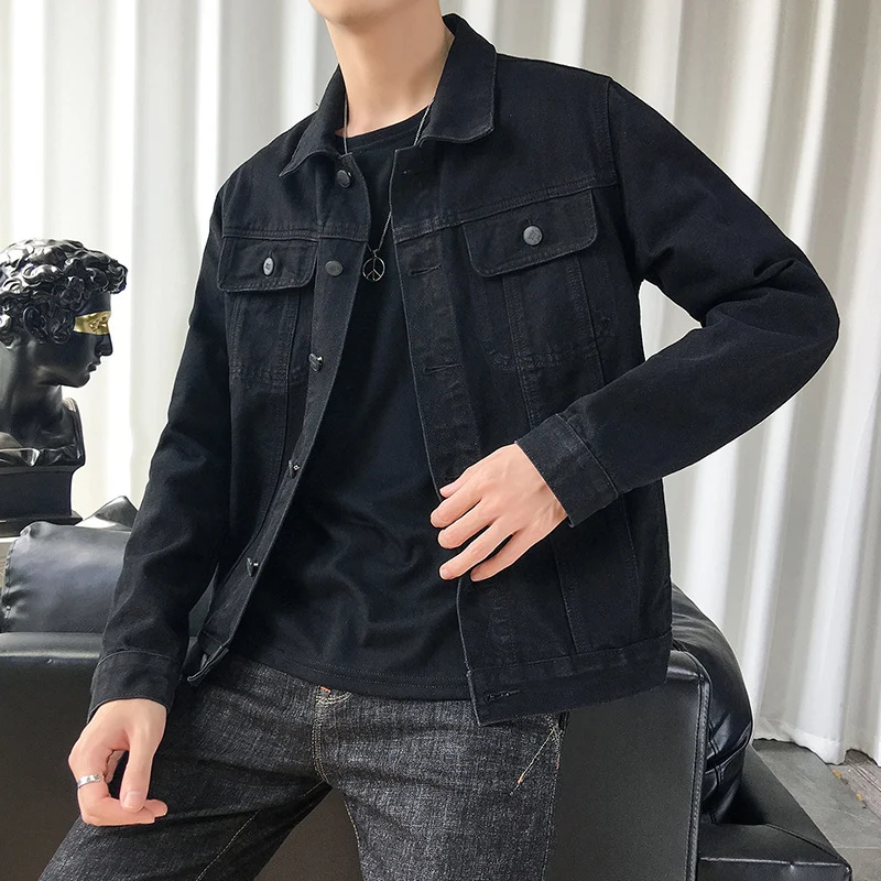 Herren schmal geschnittene Denim-Truckerjacke mit minimalistischer Nahtführung Drune