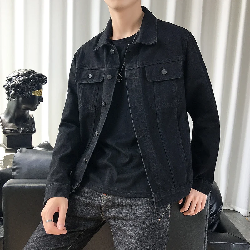 Herren schmal geschnittene Denim-Truckerjacke mit minimalistischer Nahtführung Drune