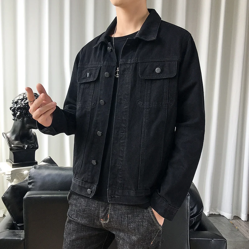 Herren schmal geschnittene Denim-Truckerjacke mit minimalistischer Nahtführung Drune