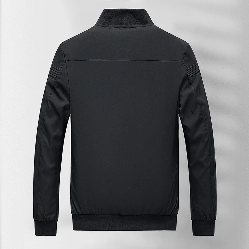 Herren schlichter Slim-Fit Zipper-Blouson mit Stehkragen, tonalen Nahtdetails und elastischen Bündchen Drune