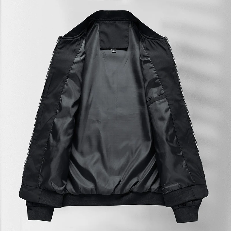 Herren schlichter Slim-Fit Zipper-Blouson mit Stehkragen, tonalen Nahtdetails und elastischen Bündchen Drune