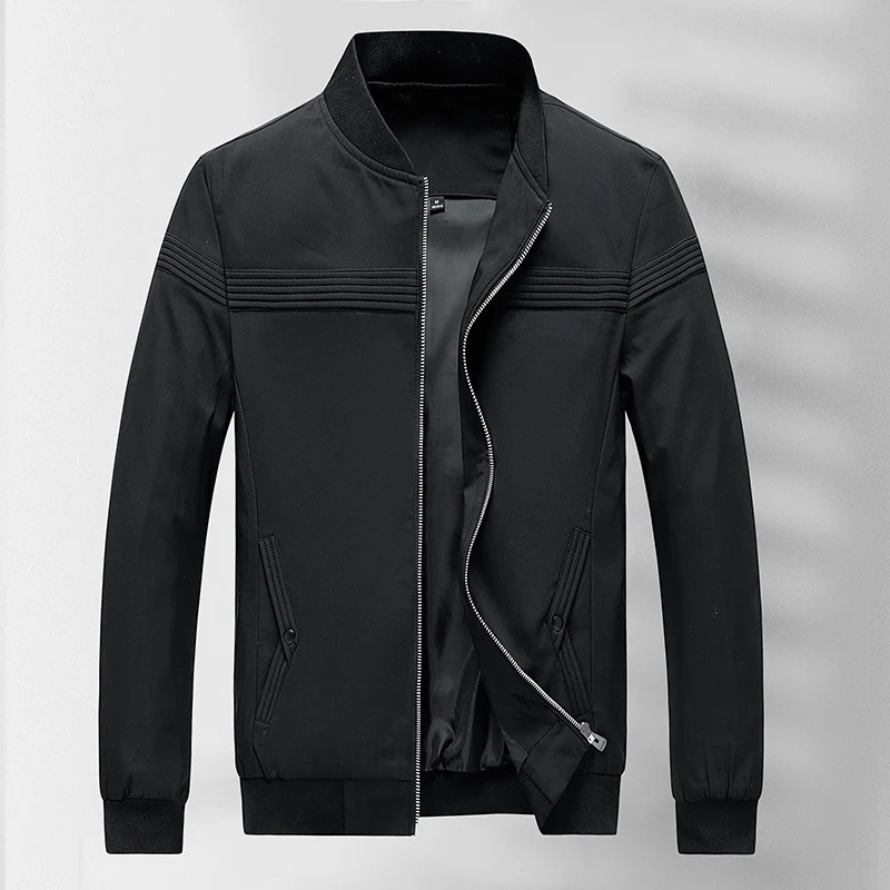 Herren schlichter Slim-Fit Zipper-Blouson mit Stehkragen, tonalen Nahtdetails und elastischen Bündchen Drune
