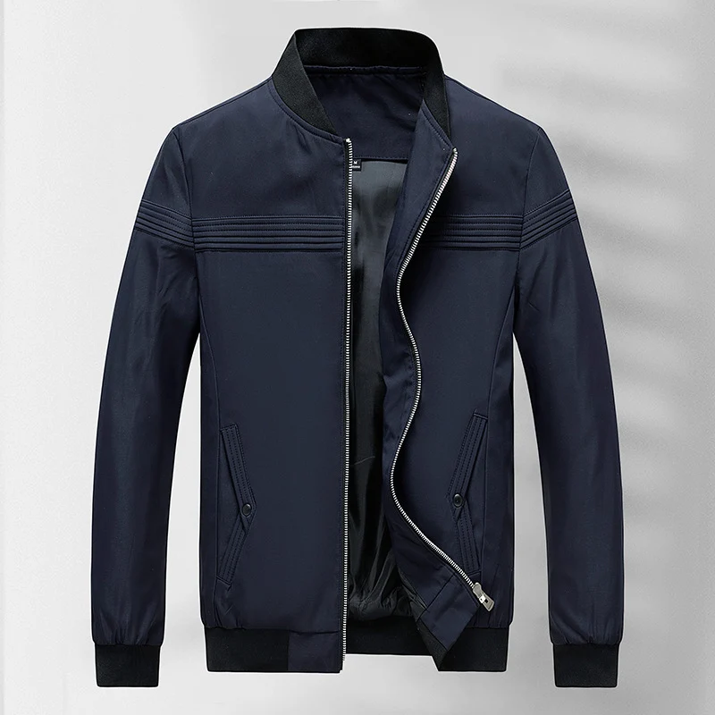 Herren schlichter Slim-Fit Zipper-Blouson mit Stehkragen, tonalen Nahtdetails und elastischen Bündchen Drune