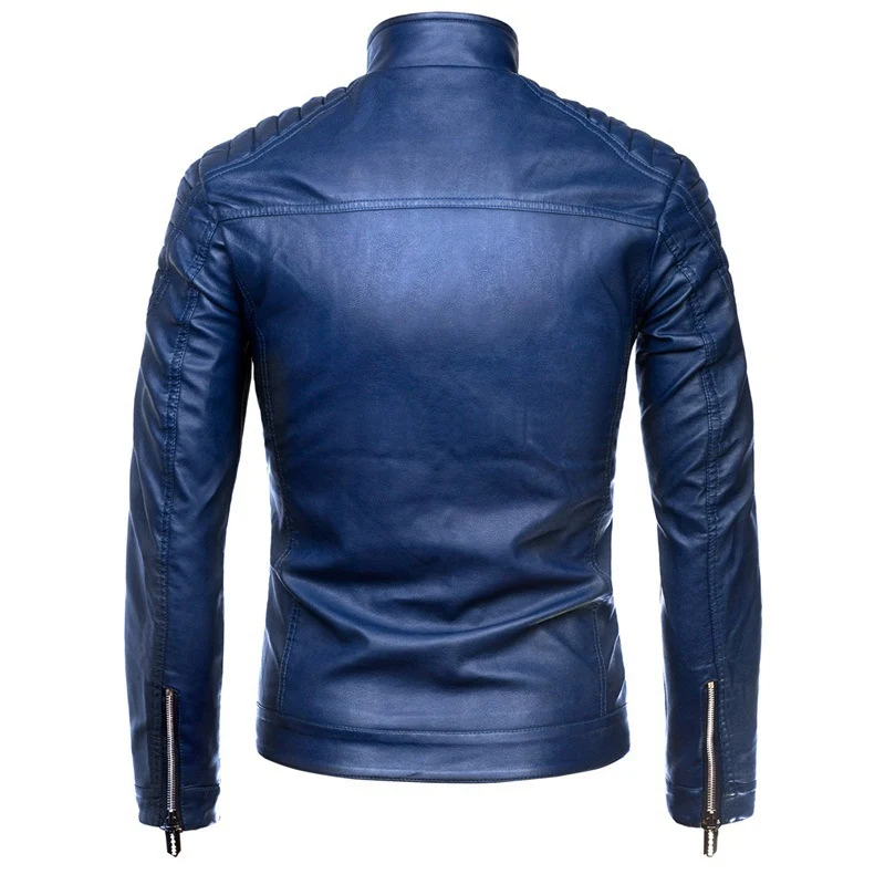 Herren schlankes Biker-Blouson aus glattem Leder mit gesteppter Schulterpartie und Stehkragen Drune