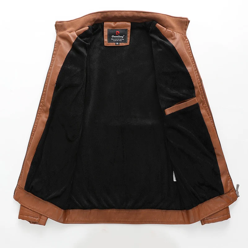 Herren schlanker Kunstleder-Moto-Blouson mit gesteppten Schulter- und Ärmelpaneelen Drune