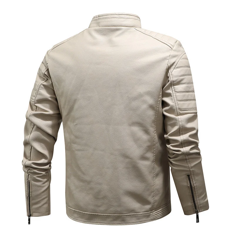 Herren schlanker Kunstleder‑Fieldblouson mit Stehkragen, Brustpattentaschen und Reißverschluss Drune