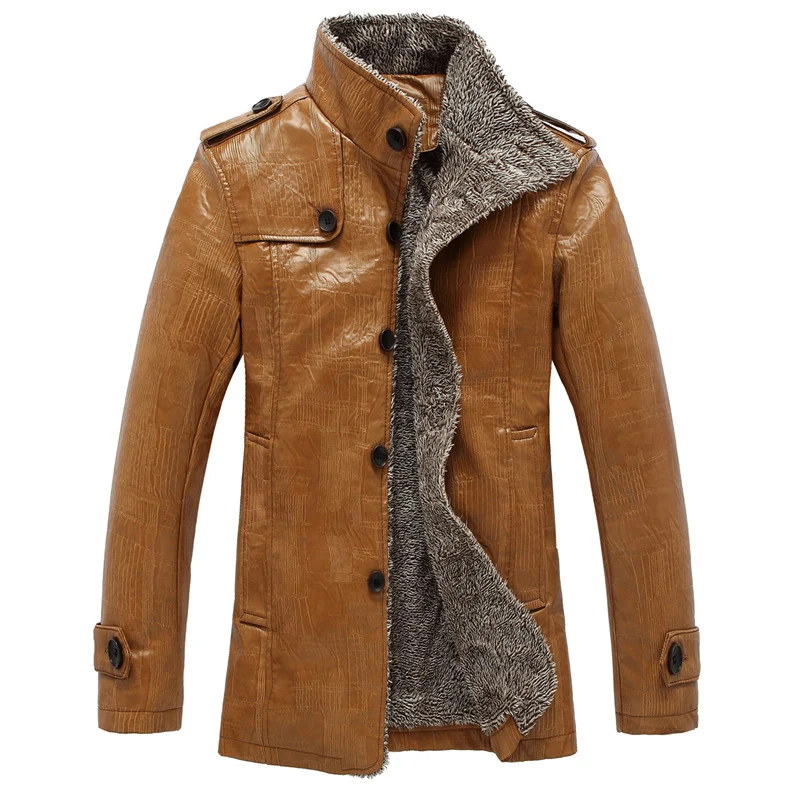 Herren schlanke Kunstleder-Motojacke mit Stehkragen, ergonomischer Nahtführung und leichter Thermofütterung Drune