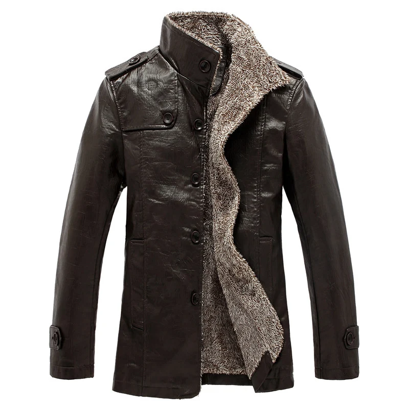 Herren schlanke Kunstleder-Motojacke mit Stehkragen, ergonomischer Nahtführung und leichter Thermofütterung Drune