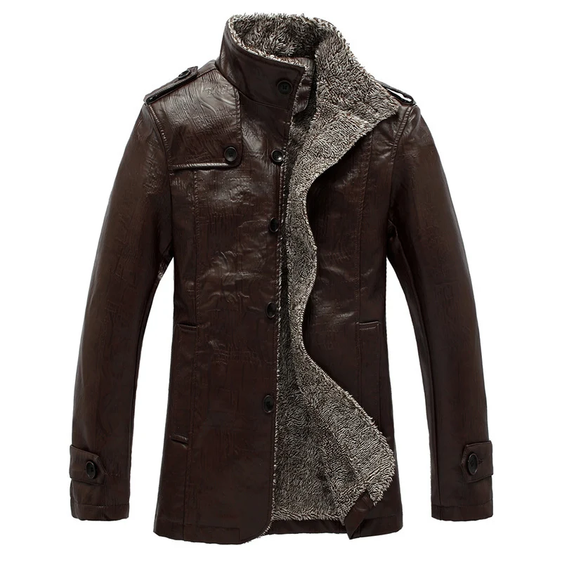 Herren schlanke Kunstleder-Motojacke mit Stehkragen, ergonomischer Nahtführung und leichter Thermofütterung Drune