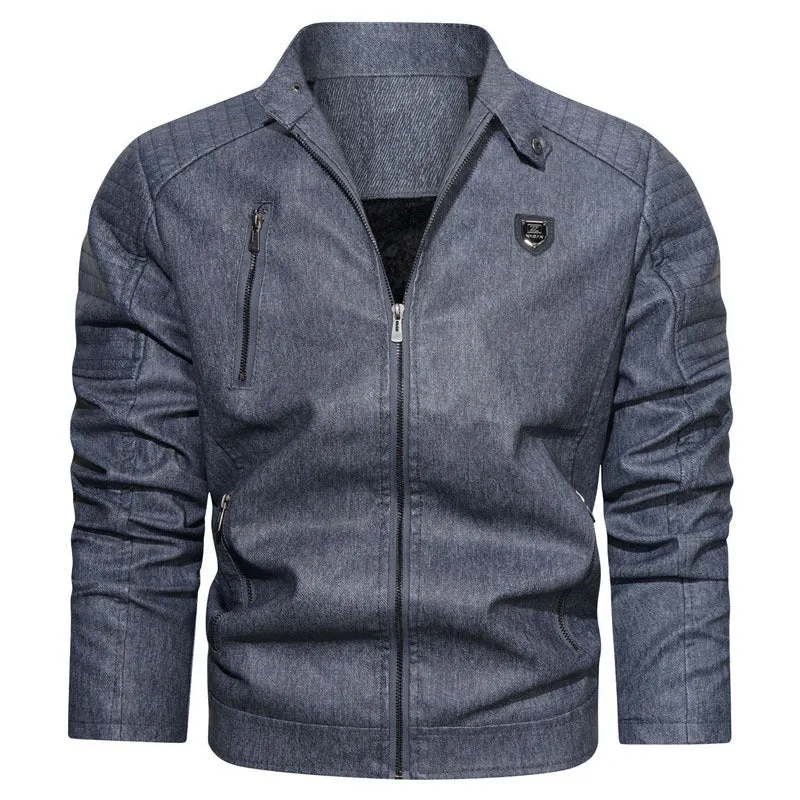 Herren robustes Denim‑Look Fieldblouson mit gesteppter Schulterpartie und Reißverschlussdetails Drune