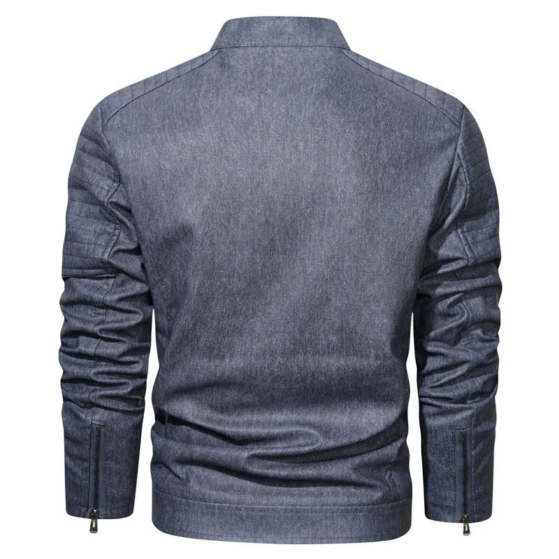 Herren robustes Denim‑Look Fieldblouson mit gesteppter Schulterpartie und Reißverschlussdetails Drune