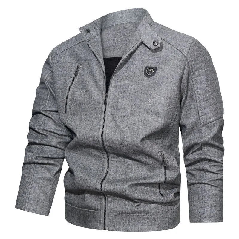 Herren robustes Denim‑Look Fieldblouson mit gesteppter Schulterpartie und Reißverschlussdetails Drune