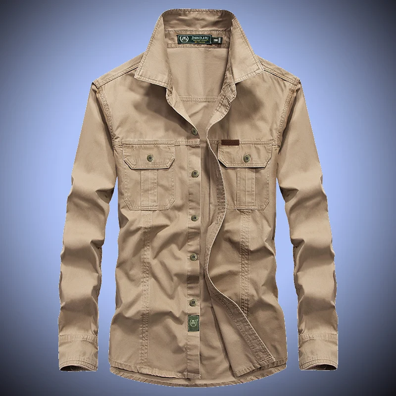 Herren robustes Canvas-Overshirt mit Brustpattentaschen, Hemdkragen und Utility-Details Drune