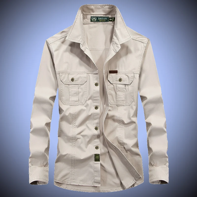 Herren robustes Canvas-Overshirt mit Brustpattentaschen, Hemdkragen und Utility-Details Drune
