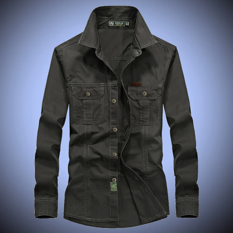 Herren robustes Canvas-Overshirt mit Brustpattentaschen, Hemdkragen und Utility-Details Drune