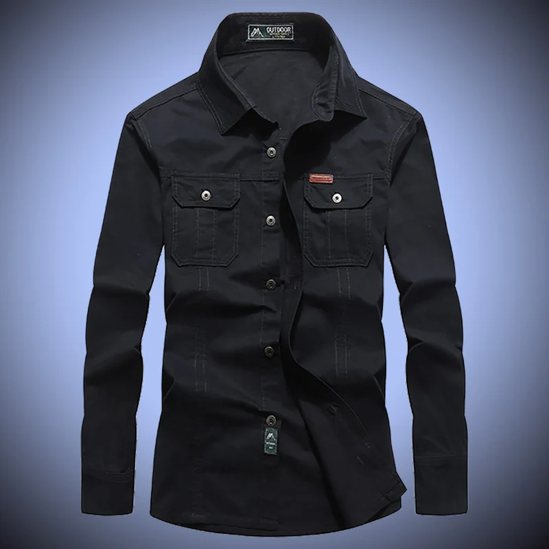 Herren robustes Canvas-Overshirt mit Brustpattentaschen, Hemdkragen und Utility-Details Drune