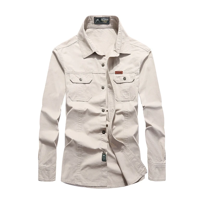 Herren robustes Canvas-Overshirt mit Brustpattentaschen, Hemdkragen und Utility-Details Drune