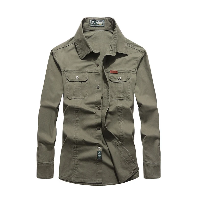 Herren robustes Canvas-Overshirt mit Brustpattentaschen, Hemdkragen und Utility-Details Drune