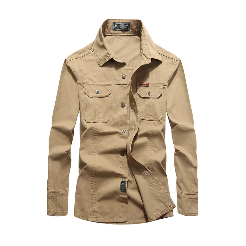 Herren robustes Canvas-Overshirt mit Brustpattentaschen, Hemdkragen und Utility-Details Drune