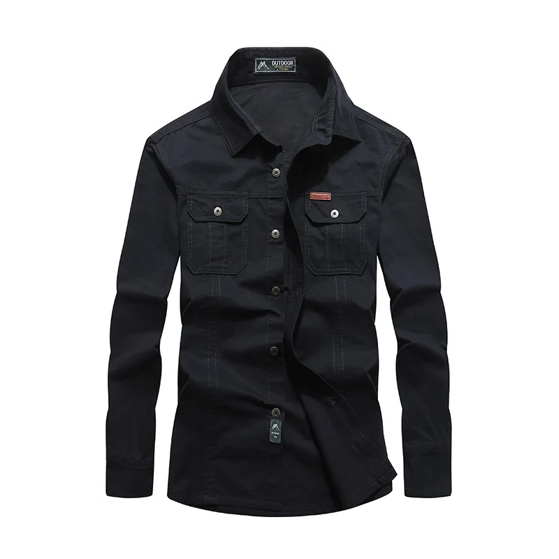 Herren robustes Canvas-Overshirt mit Brustpattentaschen, Hemdkragen und Utility-Details Drune
